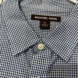 Michael Kors sized XL blue/white small checkered button down dress shirt.